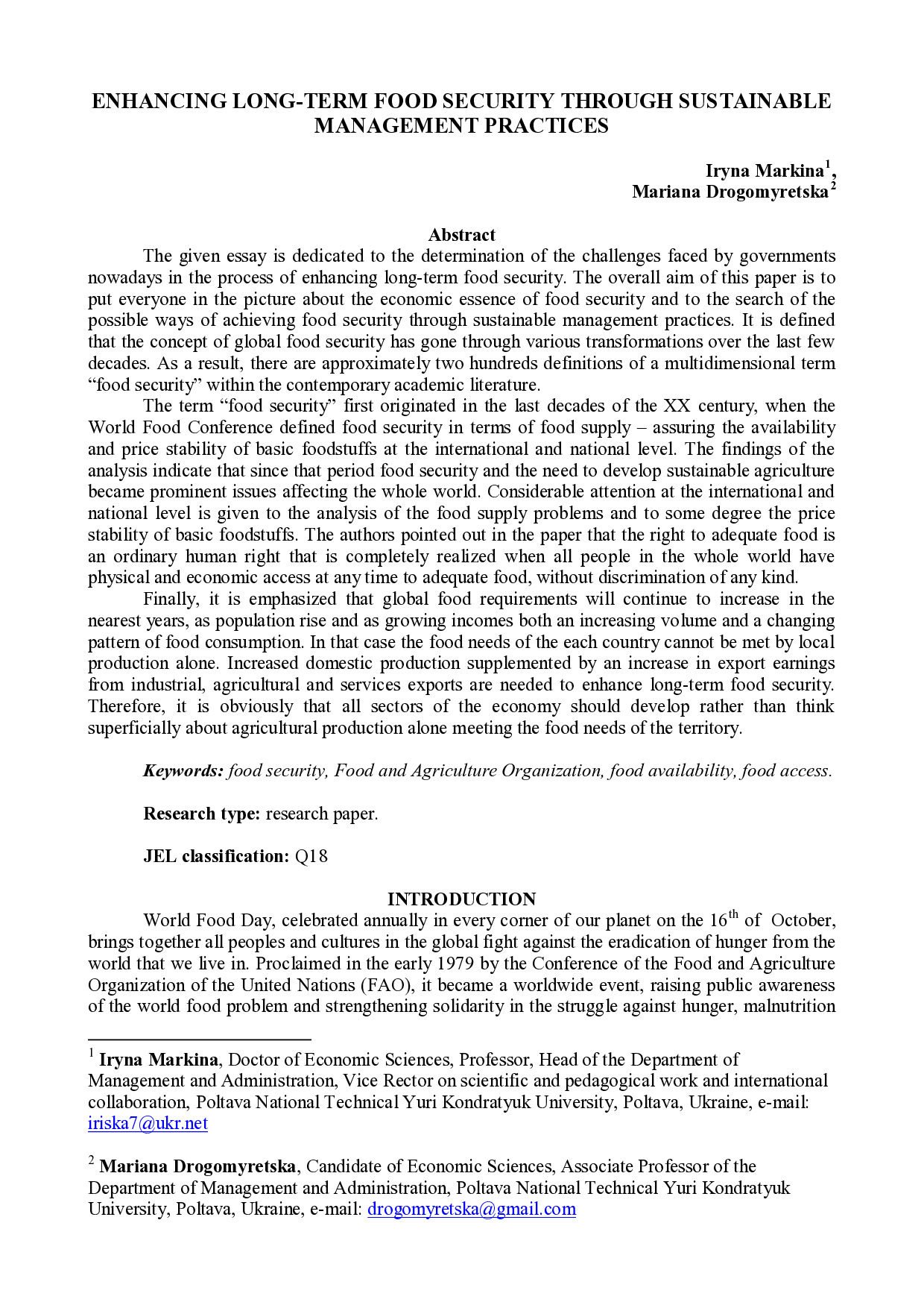 Markina, Drogomyretska