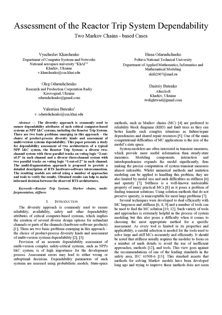 Assessment Of The Reactor Trip System Dependability _DT