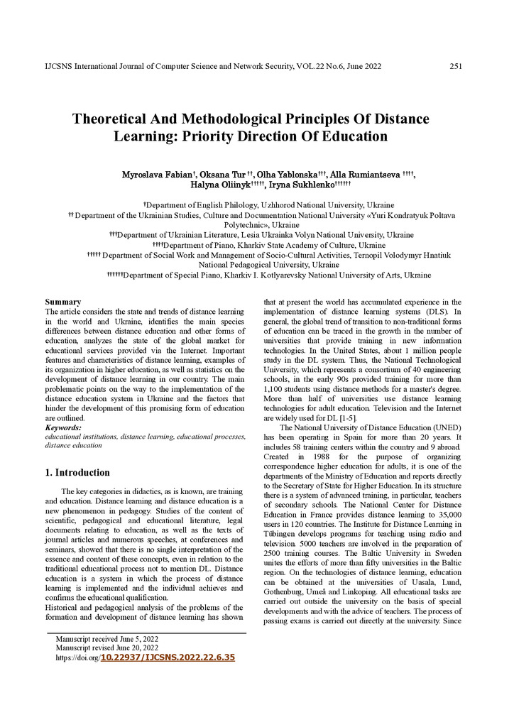 19.Tur O. Theoretical And Methodological Principles Of Distance Learning Priority Direction Of Education