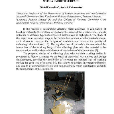 THE INFLUENCE OF VARIOUS FACTORS ON THE DEGREE OF COMPACTION OF THE MATERIAL WITH A VIBRATING PLATE WITH A SMOOTH SURFACE