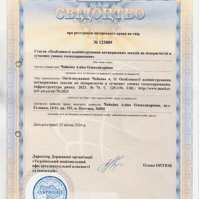 Свід авт право № 125889 від 23.04.2024 Чайкіна А.О.