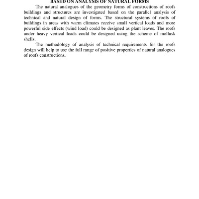 METHOD OF SELECTION THE DESIGN SCHEMES OF ROOFS BASED ON ANALYSIS OF NATURAL FORMS