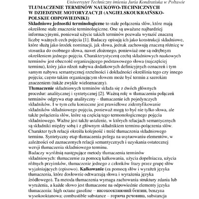 TŁUMACZENIE TERMINÓW NAUKOWO-TECHNICZNYCH