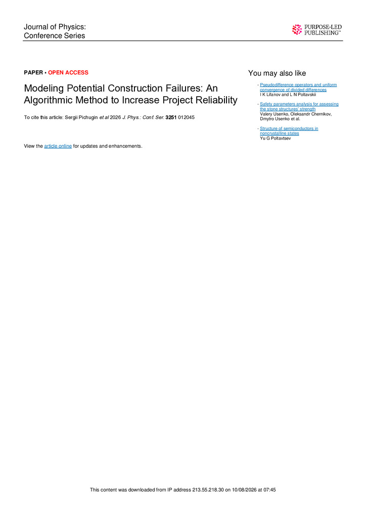 Modeling Potential Construction Failures: An Algorithmic Method to Increase Project Reliability 