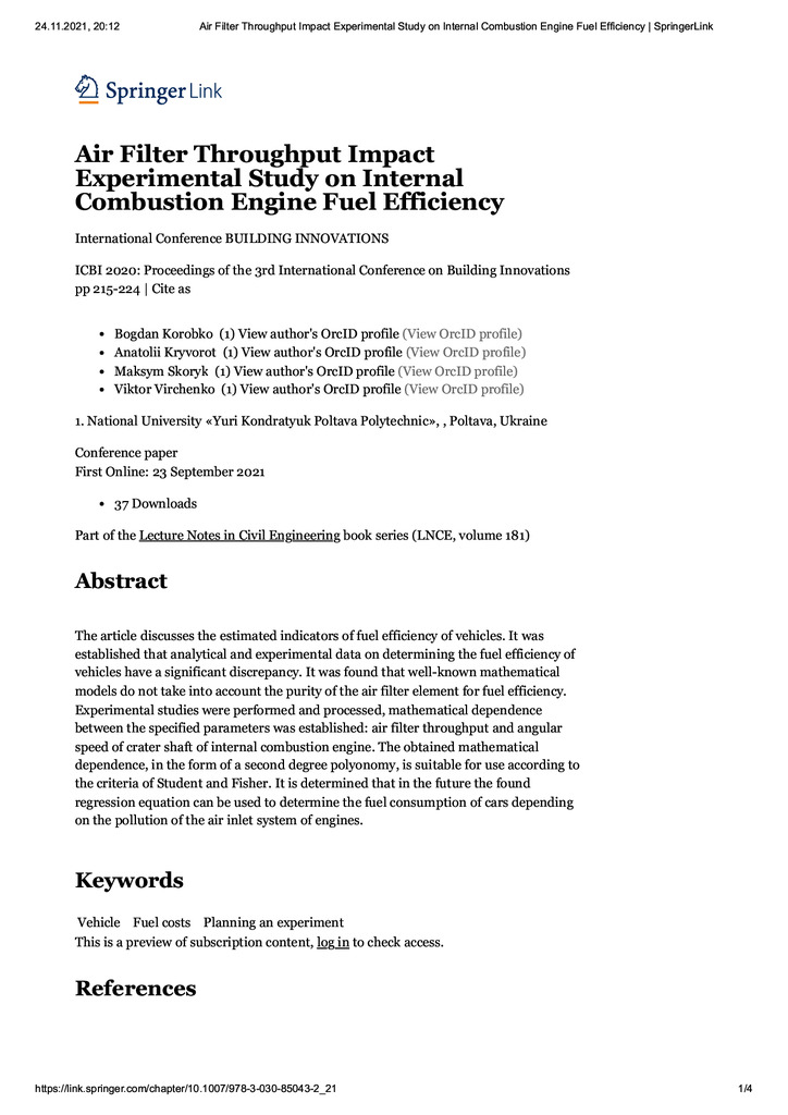Air Filter Throughput Impact Experiment..