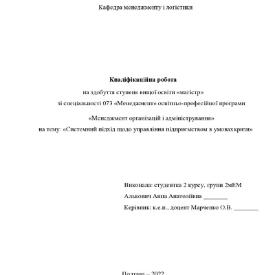 Кваліфікаційна робота магістр 2мЕМ Алькович Анна Анатоліївна 2022  без додатк