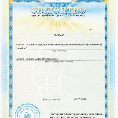 Свідоцтво авт право 3  2020 Чайкіна А.О. (1)